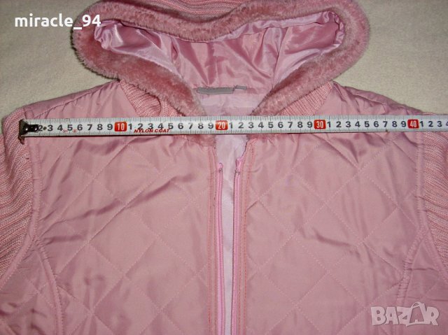 Розово яке с плетени ръкави и плетена качулка - изгодно., снимка 2 - Якета - 31243451