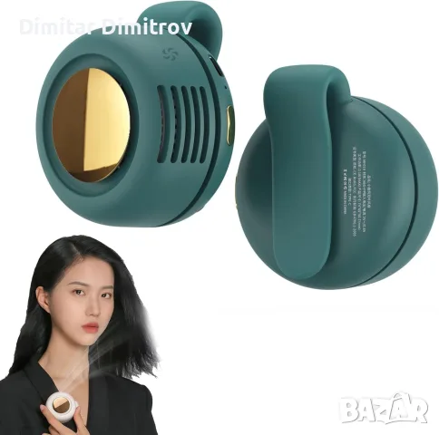 Нов YuuFcy мини вентилатор с щипка, безлопаточен, 3 скорости, USB-C, за колан, зелен