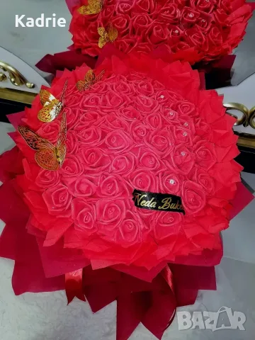 вечен букет от 51 рози 🌹, снимка 3 - Подаръци за жени - 55729276