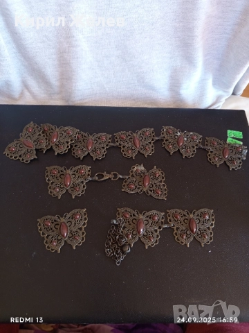 Дамски колан ПЕПЕРУДИ за ХЕНД МЕЙД ФИЛИГРАННА ИЗРАБОТКА с ИНКРУСТИРАНИ КАМЪНИ 51382, снимка 4 - Колани - 51823662