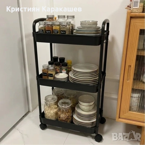 Мултифункционална количка етажерка с 3 рафта за кухня, снимка 5 - Аксесоари за кухня - 54266532