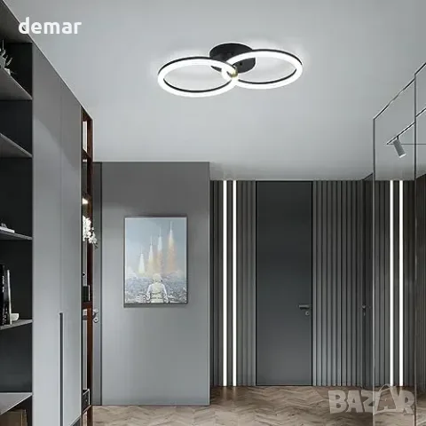 EIDISUNY черен LED плафон с два ринга и дистанционно, снимка 4 - Други стоки за дома - 56330077