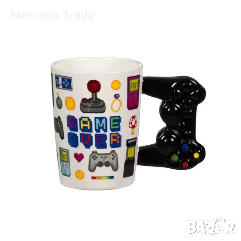 Керамична чаша Mercado Trade, 3D, Джойстик Дръжка, Бял