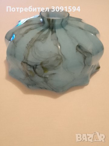 1920г-1930г Арт Деко абажур за лампа полилей двопластово къдраво стъкло