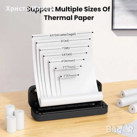 Преносим принтер A4 с термохартия Bluetooth термопринтер, снимка 3 - Принтери, копири, скенери - 52552009