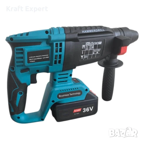 Безчетков акумулаторен перфоратор 36V, SDS-plus, с шило и секач, снимка 6 - Бормашини - 50660626