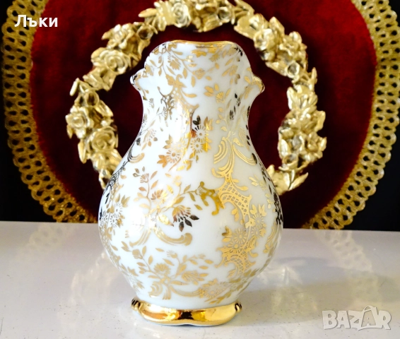 Каничка баварски костен порцелан,злато,барок. , снимка 2 - Антикварни и старинни предмети - 52267321