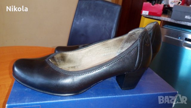 Caprice черни дамски кожени обувки черни №38 H и стелка 25см, снимка 10 - Дамски обувки на ток - 29150751