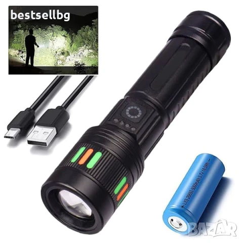 Мощен акумулаторен лазерен LED ръчен фенер лазерен диод прожектор USB зареждане риболов къмпинг лов, снимка 6 - Къмпинг осветление - 50877566