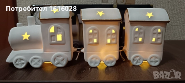Керамичен Коледен светещ влак., снимка 15 - Декорация за дома - 52346515