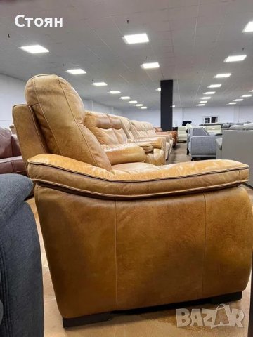 ПРОМОЦИЯ!!! Два оранжеви кожени дивана двойки - естествена кожа, снимка 6 - Дивани и мека мебел - 39974030