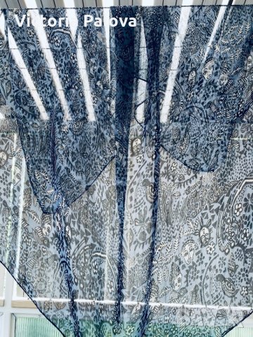 Много нежен красив копринен шал 87/84см, снимка 5 - Шалове - 29130977