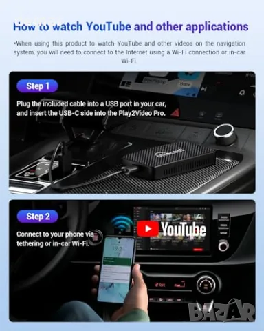 Мултимедиен адаптер Ottocast Play2Video Pro с безжични CarPlay и Android Auto, снимка 4 - Друга електроника - 55771722