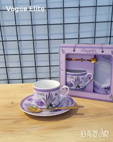 Комплект чаша с чинийка и лъжичка Lavender de Provence