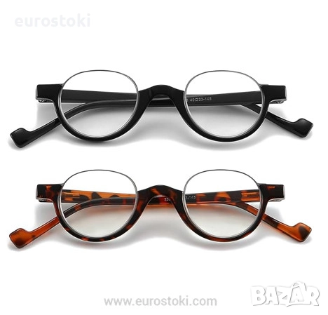 Комплект от 2 чифта диоптрични очила за четене AJYADO с калъфи, уникален винтидж дизайн за жени 