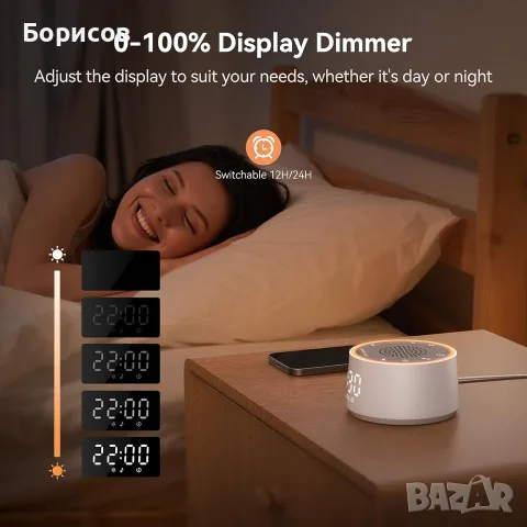 Dreamegg SM-04 - компактна 3 в 1 колонка за бял шум,будилник и нощна лампа за деца и възрастни, снимка 7 - Детски - 55852106