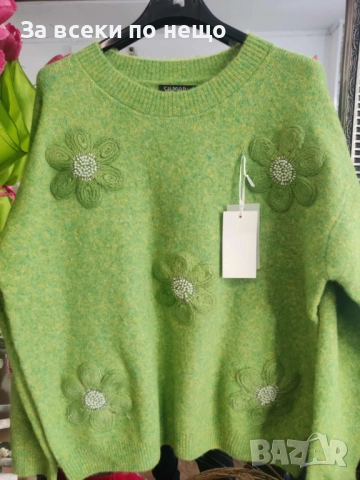 Дамски Пуловер С Дълъг Ръкав С Цветя - Налични Различни Цветове Код I_232, снимка 2 - Блузи с дълъг ръкав и пуловери - 52843928