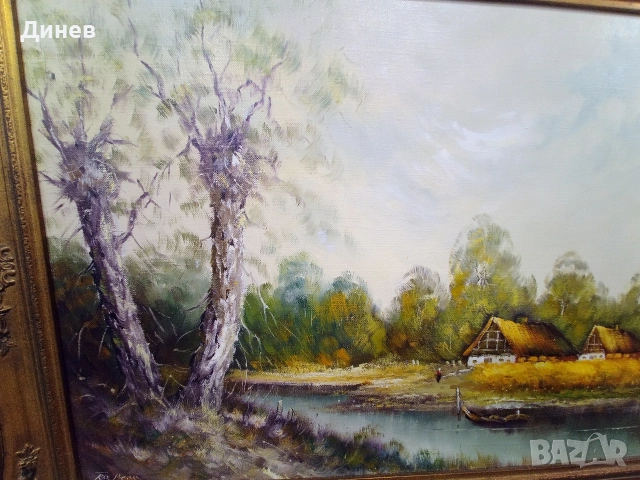 Маслена живопис „Селски пейзаж“ (65х85 см), снимка 5 - Картини - 53966666