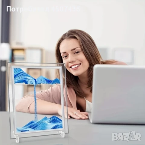 Стъклен пясъчен арт-Стояща динамична 3D картина с движещ се пясък, декорация за дома и офис