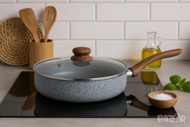 Тиган с капак Voltz Siena, Дълбок, Мраморно каменно керамично покритие