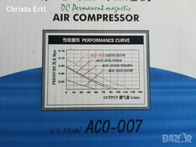 Мощен немски компресор за въздух Hailea ACO-007 (12V, 130W) – НОВ, САМО ЛИЧНО, снимка 5 - Оборудване за аквариуми - 56057833