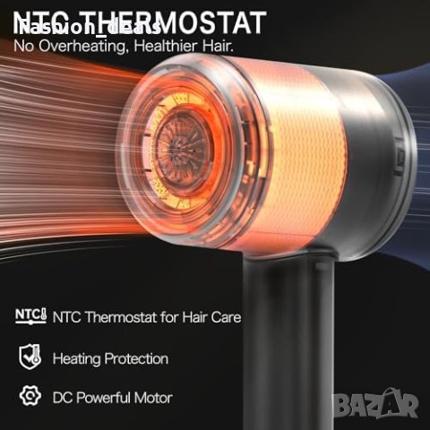 Нов Сешоар Mifasol 1600W Йонизация Бързо Сушене Тих - Черен, снимка 2 - Сешоари - 42840320