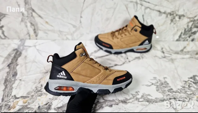 Мъжки зимни обувки с пух Adidas бежаво , снимка 2 - Мъжки боти - 56150643
