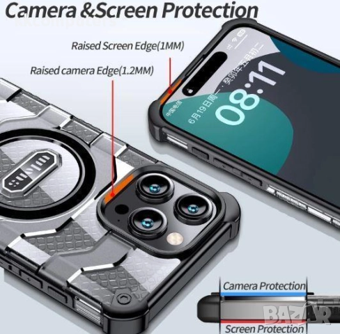 Калъф Wlons Hard Armor с MagSafe / Сив-прозрачен / за iPhone 17 Pro 6.3 Баркод : 3133279, снимка 3 - Калъфи, кейсове - 52526341