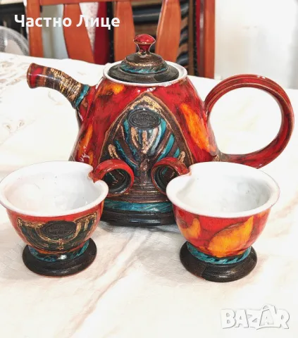 Разкошен Антикварен Рядък Чаен Сервиз hand made DANKO 1990те г., снимка 5 - Антикварни и старинни предмети - 49336128