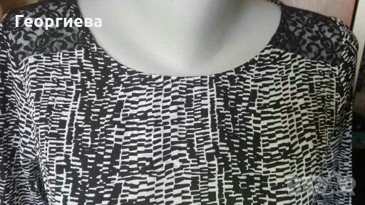 Фина рокля с дантелен акцент, в черно и бяло👗🍀S, M👗🍀арт.1056, снимка 4 - Рокли - 29832616