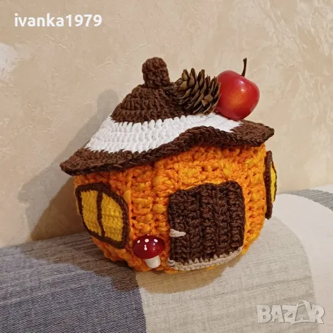 Плетена тиква къщичка , снимка 2 - Декорация за дома - 47636450