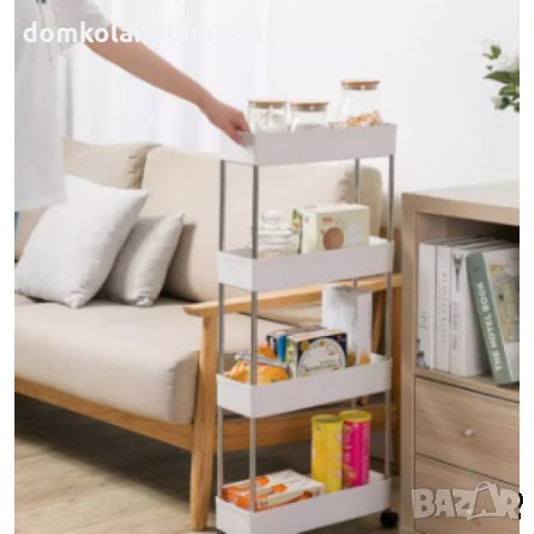 Мобилна етажерка на колела на 3 или 4 нива, Метал и пластмаса, снимка 5 - Етажерки - 34034210