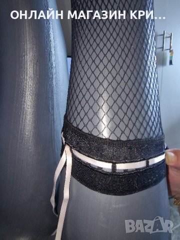 Чорапи 7/8 ситна мрежа с широка лента и сатенена лента H&M, снимка 3 - Дамски чорапи - 42023498