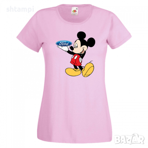 Дамска тениска Mickey Mouse Ford .Подарък,Изненада,, снимка 4 - Тениски - 36528686