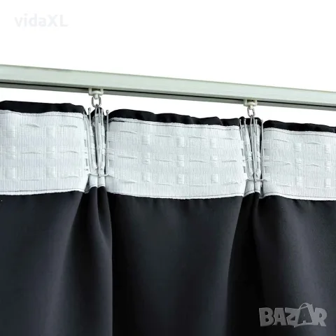 vidaXL Затъмняваща завеса с куки, черна, 290x245 см, снимка 3 - Пердета и завеси - 56146058