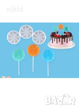 3 въртеливи бонбони силиконов молд форма близалки pops cakes Lollipop Pop Cake Попскейк фондан смола, снимка 2 - Форми - 42123450