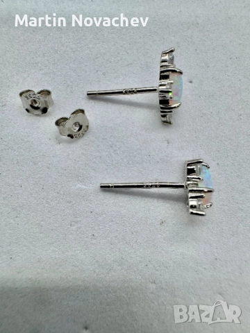 Сребърни обеци с етиопски опал, снимка 7 - Обеци - 52883805