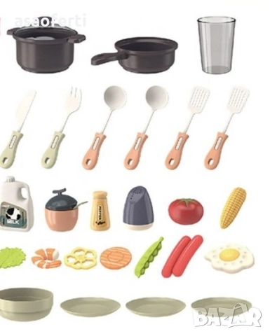 🍳 Детска Интерактивна Кухня (29 Елемента) – Вода, Светлини и Звуци, снимка 2 - Играчки за стая - 52558070