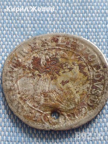 Сребърна монета 6 кройцера 1673г. Леополд първи Кремниц Унгария 13673