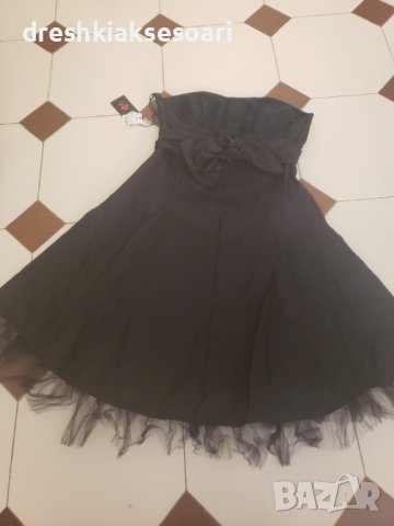 Черна рокля с тюл, снимка 6 - Рокли - 42263548