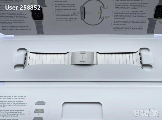 Оригинална Apple Watch сребърна каишка от неръждаема стомана със закопчаване на пеперуда - Оригинал, снимка 3 - Каишки за часовници - 52841895
