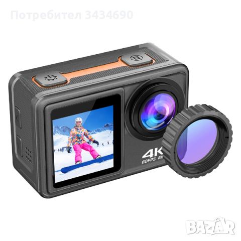 Спортна екшън камера ULTRA HD 4K – 60fps, EIS, допълнителни лещи, макро, WIFI, водоустойчива 30 метр, снимка 9 - Камери - 44512997