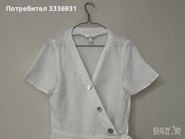 Бял ленен топ H&M, снимка 3 - Корсети, бюстиета, топове - 51089048