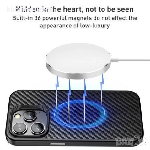 Калъф Wlons Kevlar MagSafe + стойка / Черен / за iPhone 16 Plus 6.7 Баркод : 3133036, снимка 2 - Калъфи, кейсове - 52433699