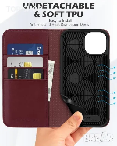 Калъф SHIELDON за: iPhone 15 Plus 5G 6.7"-черен; iPhone 15 6.1"-червен, снимка 8 - Калъфи, кейсове - 49682789