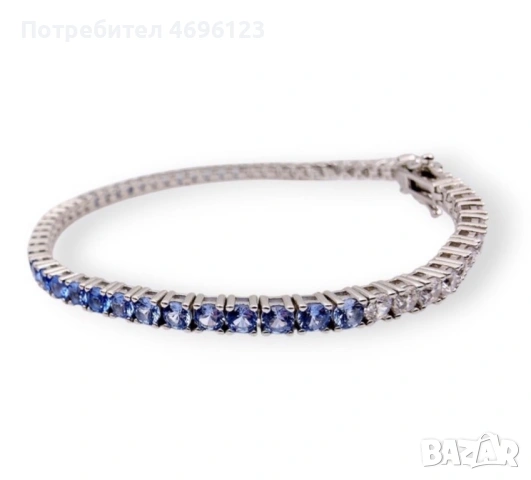 Сребърна Тенис Гривна, снимка 5 - Гривни - 54004783