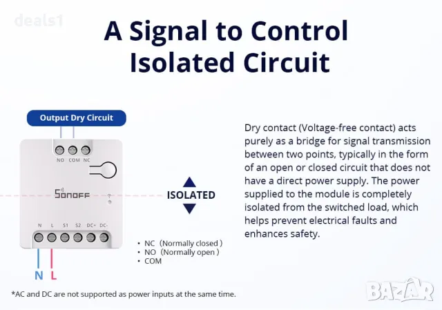 SONOFF MINI Dry WiFi Интелигентен Прекъсвач | MINI-D, снимка 7 - Друга електроника - 48992787