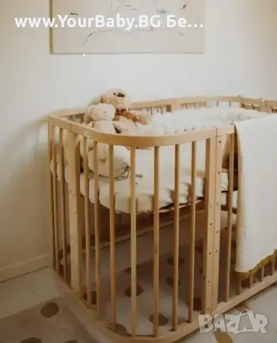 -33% Промо Натурална дървена кошара за бебе 7в1 Смарт, Детско Легло, снимка 3 - Кошарки - 49127279