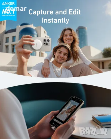 Anker MagGo USB-C адаптер, преносим магнитен четец на SD и TF карти с вграден кабел, бял, снимка 2 - Селфи стикове, аксесоари - 47448066