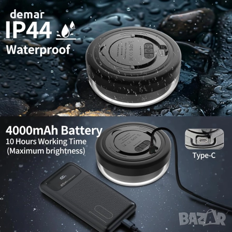 Къмпинг гирлянди 10M, 2 в 1 външен къмпинг фенер с 14 режима, 4000mAh, IP44, снимка 4 - Лед осветление - 51756853